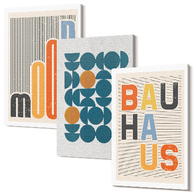 Zestaw obrazów 3 części tryptyk Geometryczne wzory postery styl Bauhaus