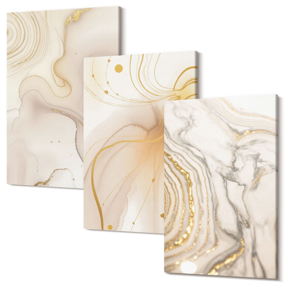 Zestaw obrazów na płótnie tryptyk Subtelne abstrakcyjne wzory rozlanych farb