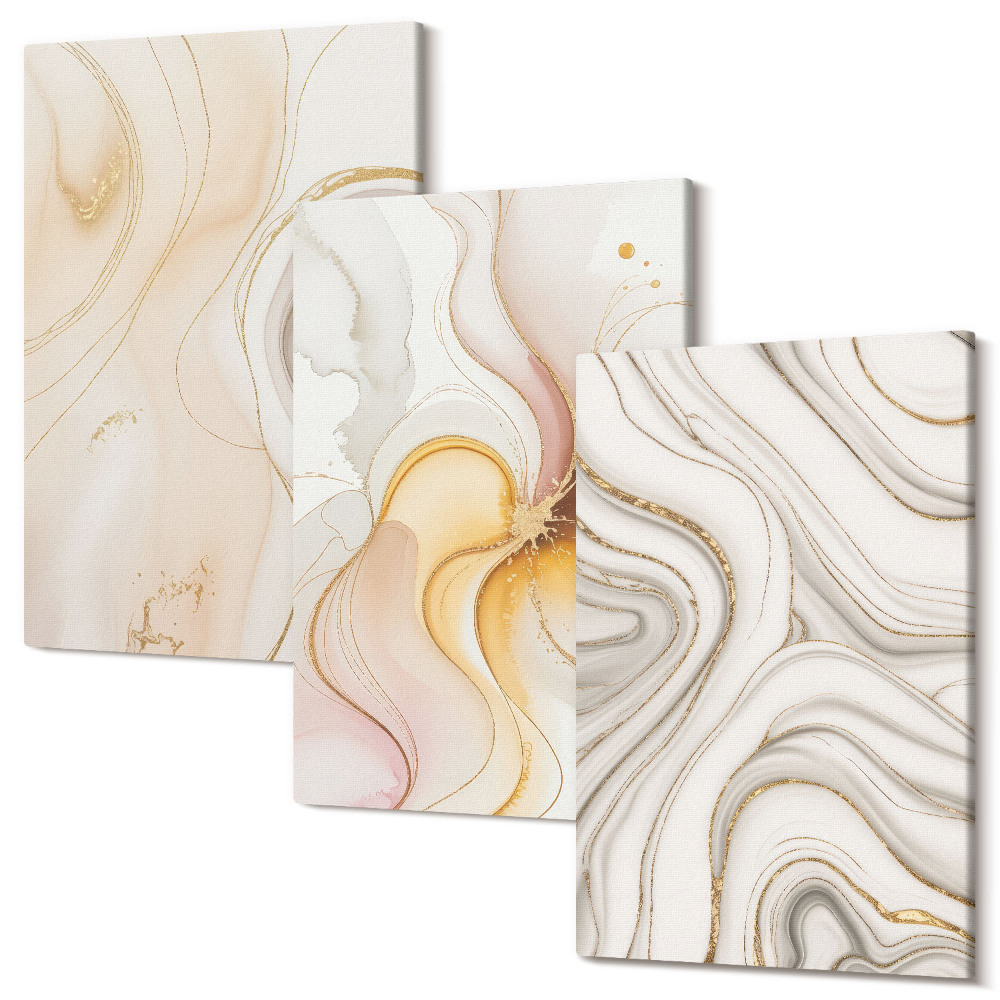 Zestaw obrazów tryptyk na ścianę Abstrakcyjne ciepłe wzory eleganckie motywy