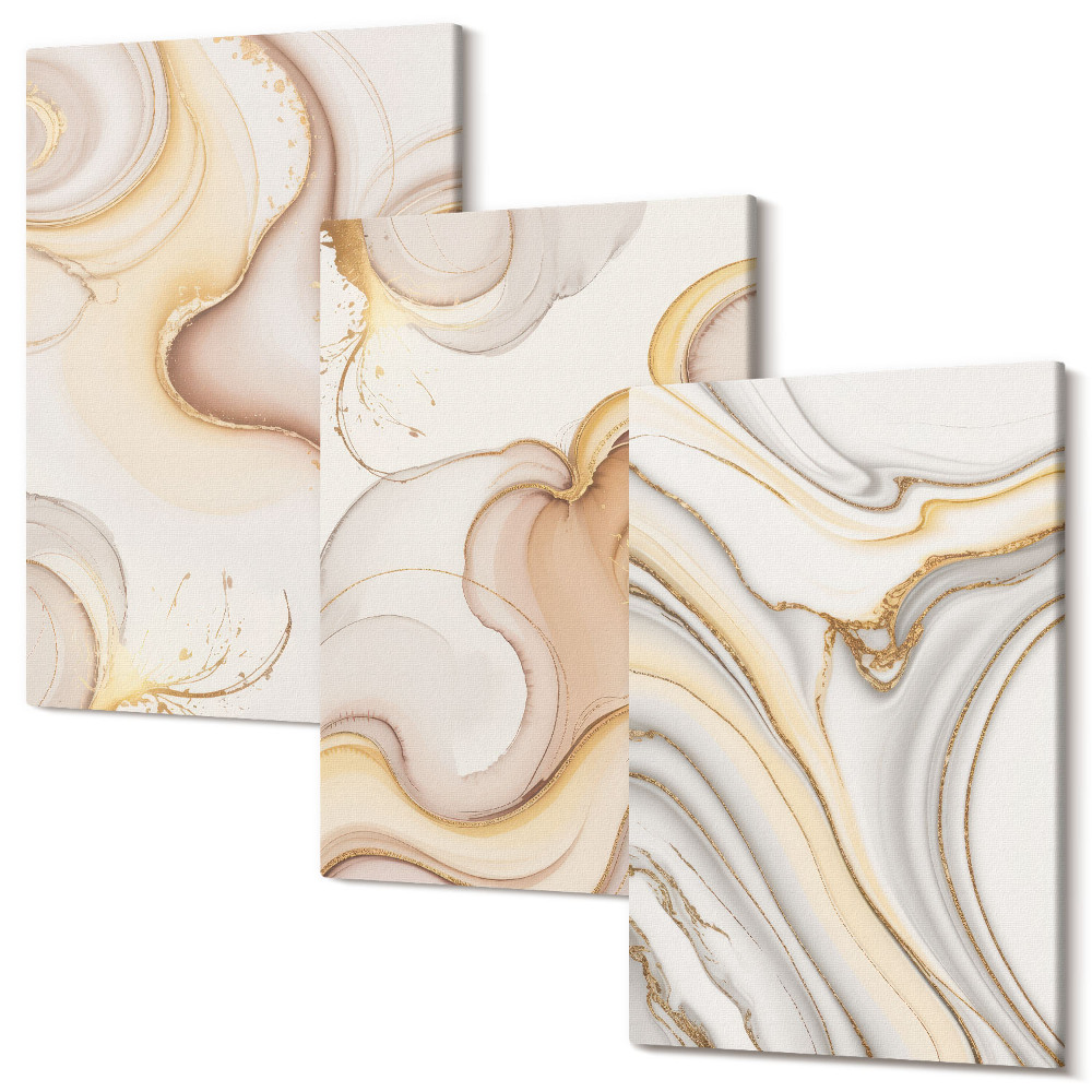 Zestaw obrazów na płótnie tryptyk Linearne abstrakcyjne motywy stylowa dekoracja