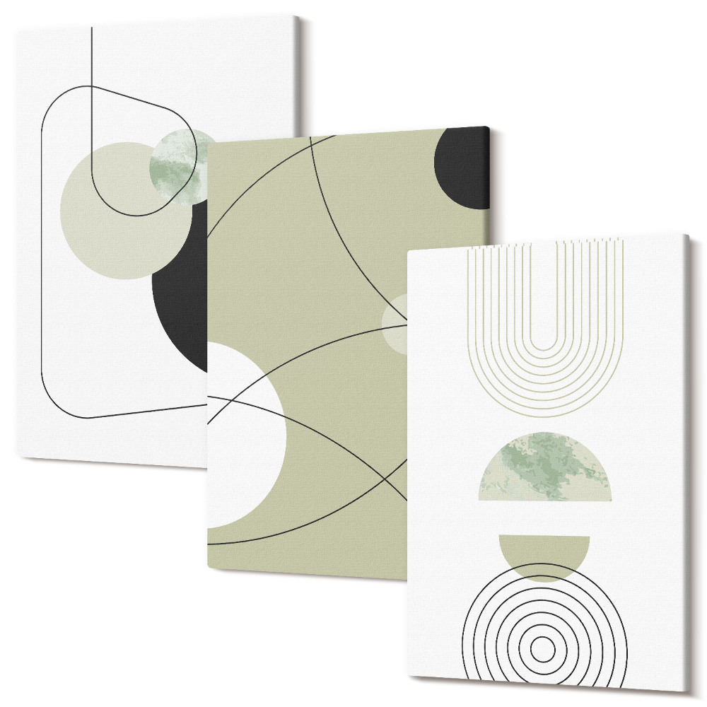 Zestaw obrazów na płótnie tryptyk Abstrakcyjne kształty w stonowanej kolorystyce