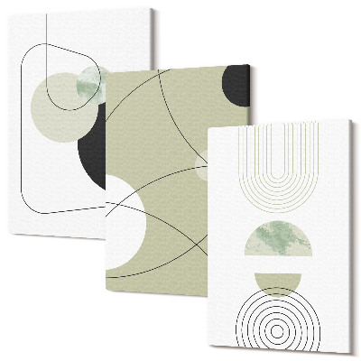 Zestaw obrazów na płótnie tryptyk Abstrakcyjne kształty w stonowanej kolorystyce