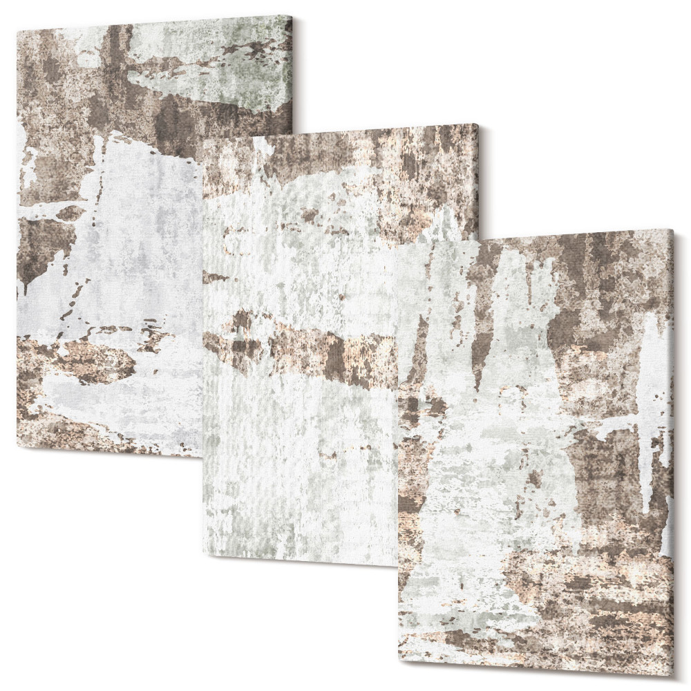Zestaw obrazów na płótnie tryptyk Abstrakcyjne wzory w odcieniach bieli i brązu