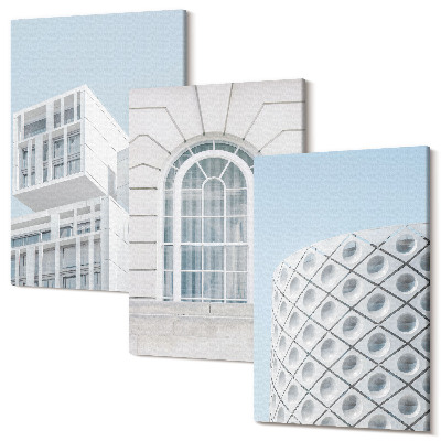 Zestaw obrazów tryptyk na ścianę Nowoczesna architektura minimalizm i geometria