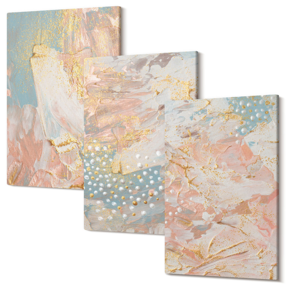 Zestaw obrazów na płótnie tryptyk Abstrakcyjne wzory w pastelowych kolorach tekstura