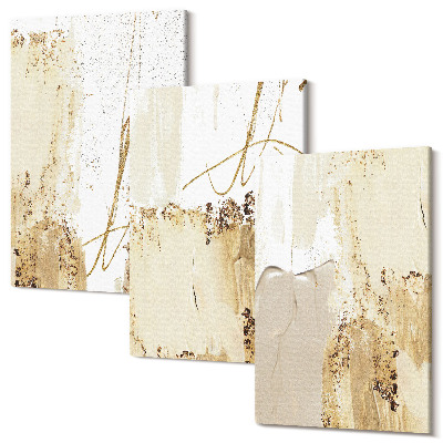 Zestaw obrazów tryptyk na ścianę Abstrakcyjne wzory w odcieniach beżu i bieli