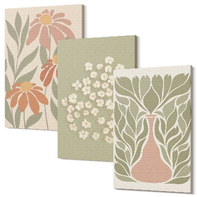 Zestaw obrazów tryptyk na ścianę Kwiatowe motywy minimalistyczne wzory styl boho