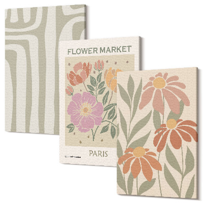 Zestaw obrazów na płótnie tryptyk Motywy botaniczne poster Paris minimalizm