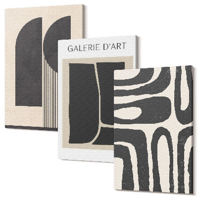 Zestaw obrazów 3 części tryptyk Abstrakcyjne kształty minimalistyczne postery