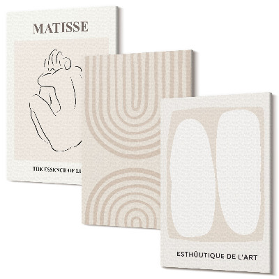 Zestaw obrazów na płótnie tryptyk Stylowe linie i minimalistyczne kształty w neutralnych tonach