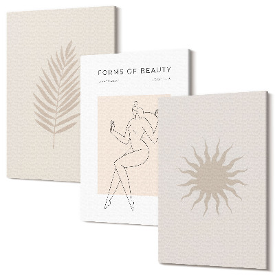 Zestaw obrazów tryptyk na ścianę Kolekcja minimalistycznych form i naturalnych kształtów