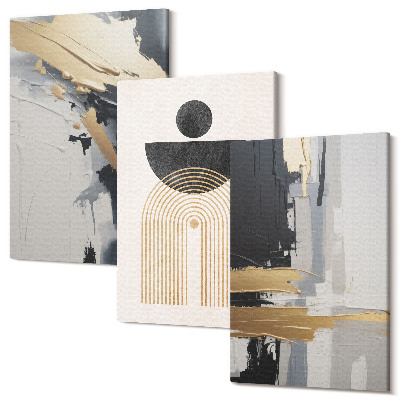 Zestaw obrazów 3 części tryptyk Geometria abstrakcja elegancka kompozycja