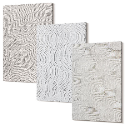 Zestaw obrazów na płótnie tryptyk Wzory na piasku linearne struktury geometryczne