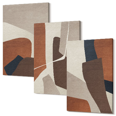 Zestaw obrazów tryptyk na ścianę Abstrakcja kształtów struktury w nowoczesnym stylu