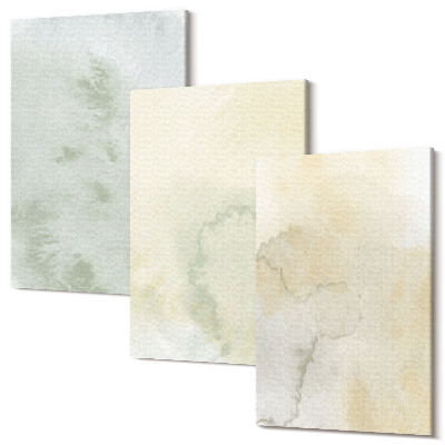 Zestaw obrazów 3 części tryptyk Pastelolwe akwarele na płótnie tekstury farb