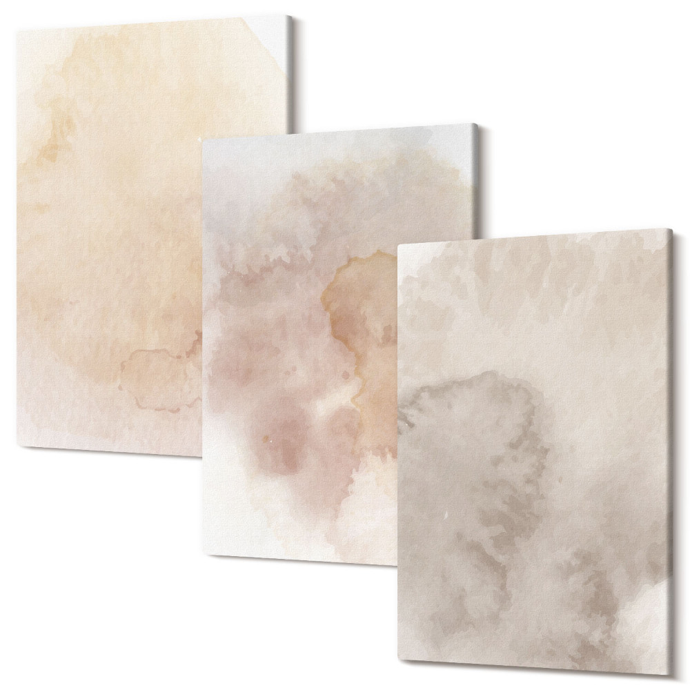 Zestaw obrazów na płótnie tryptyk Ciepłe akwarele na płótnie pastelowe tekstury