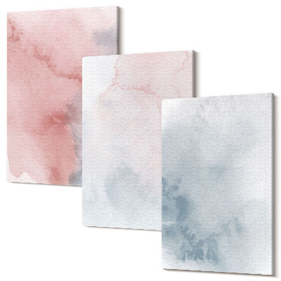 Zestaw obrazów 3 części tryptyk Pastelowe akwarele na płótnie kolorowe tekstury