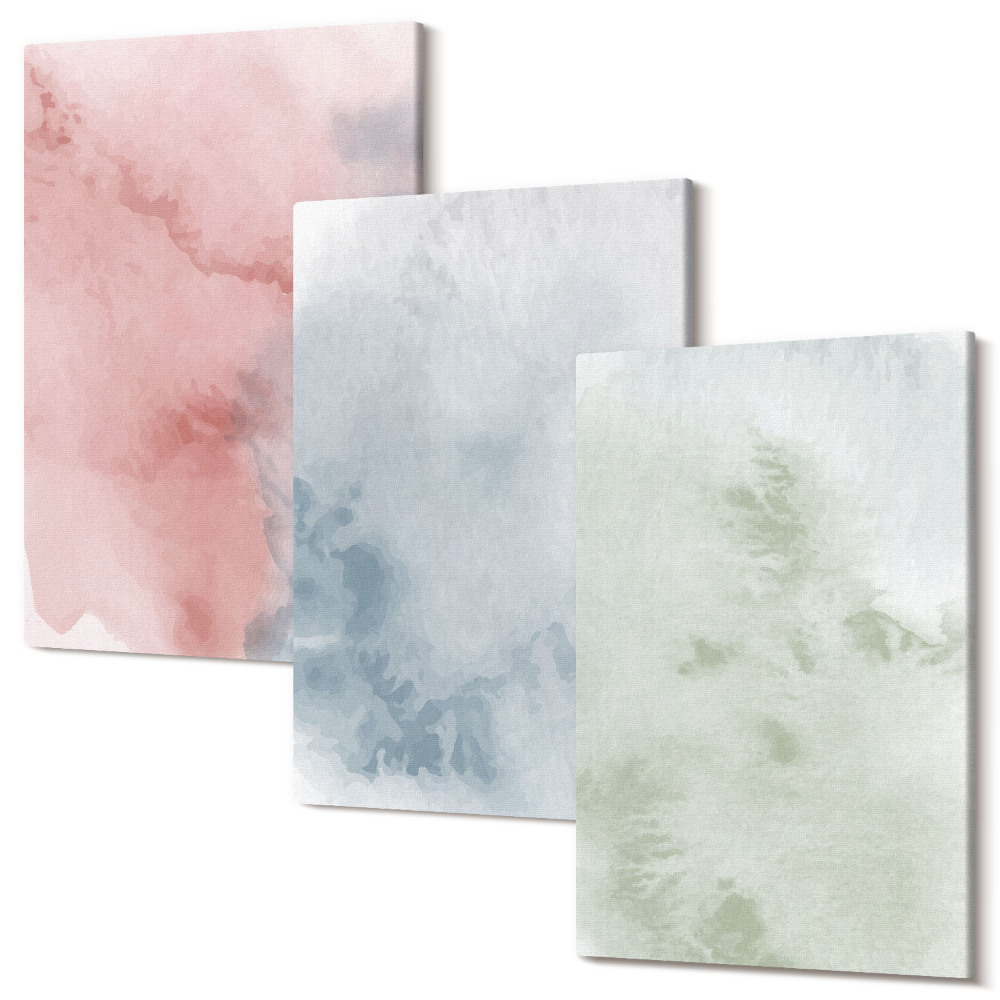 Zestaw obrazów na płótnie tryptyk Pastelowe struktury kolorowe akwarele na płótnie
