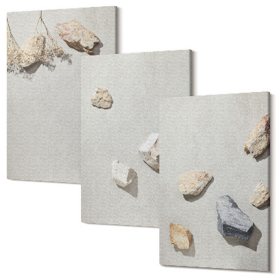 Zestaw obrazów tryptyk na ścianę Boho kamienie na plaży mminimalistyczne dekoracje