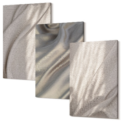 Zestaw obrazów na płótnie tryptyk Naturalne tkaniny struktury w zbliżeniua boho