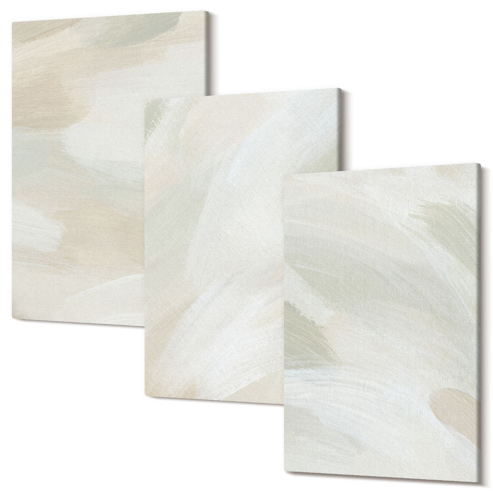 Zestaw obrazów 3 części tryptyk Jasne farby abstrakcja na płótnie styl delikatny boho