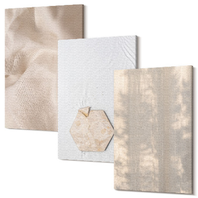 Zestaw obrazów 3 części tryptyk Subtelne tekstury w stylu naturalnym boho