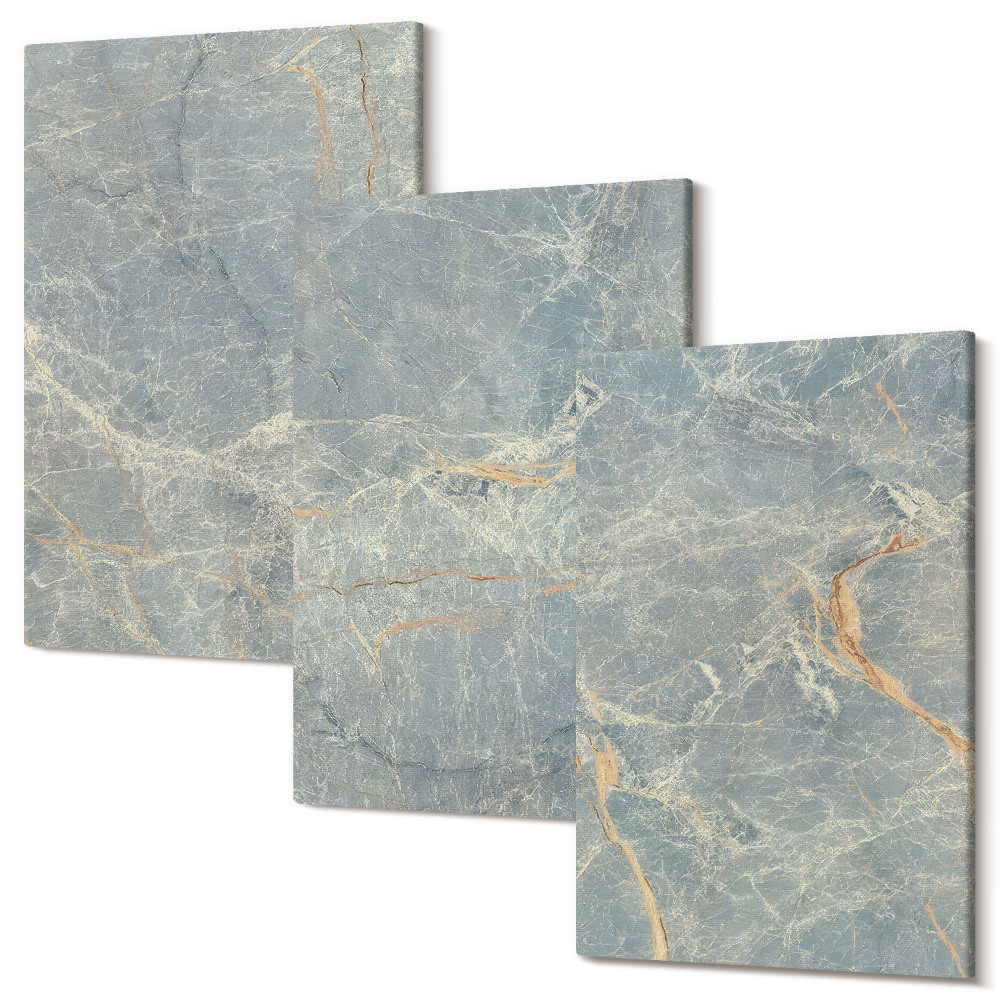 Zestaw obrazów 3 części tryptyk Zielony marmur z żyłkami ozdobna struktura kamienna