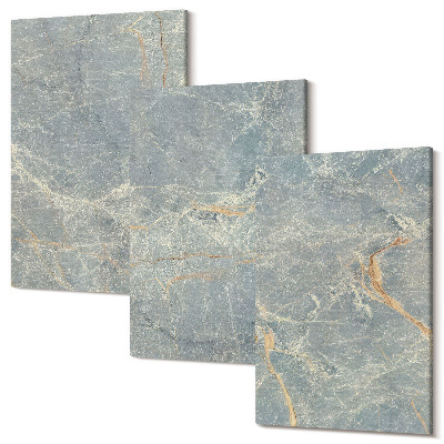 Zestaw obrazów 3 części tryptyk Zielony marmur z żyłkami ozdobna struktura kamienna