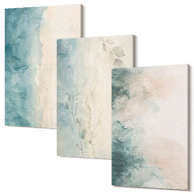 Zestaw obrazów na płótnie tryptyk Rozlane akwarele na płótnie minimalistyczny styl