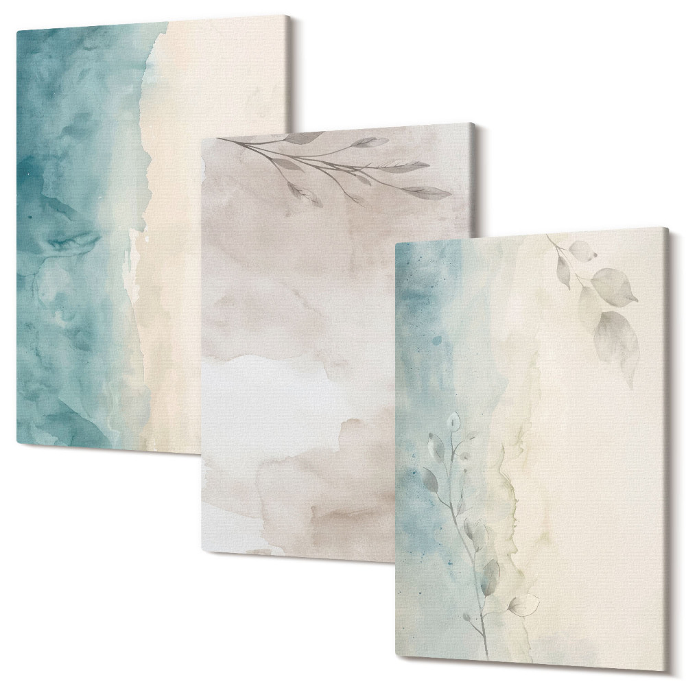 Zestaw obrazów 3 części tryptyk Subtelne akwarelowe tekstura malarska