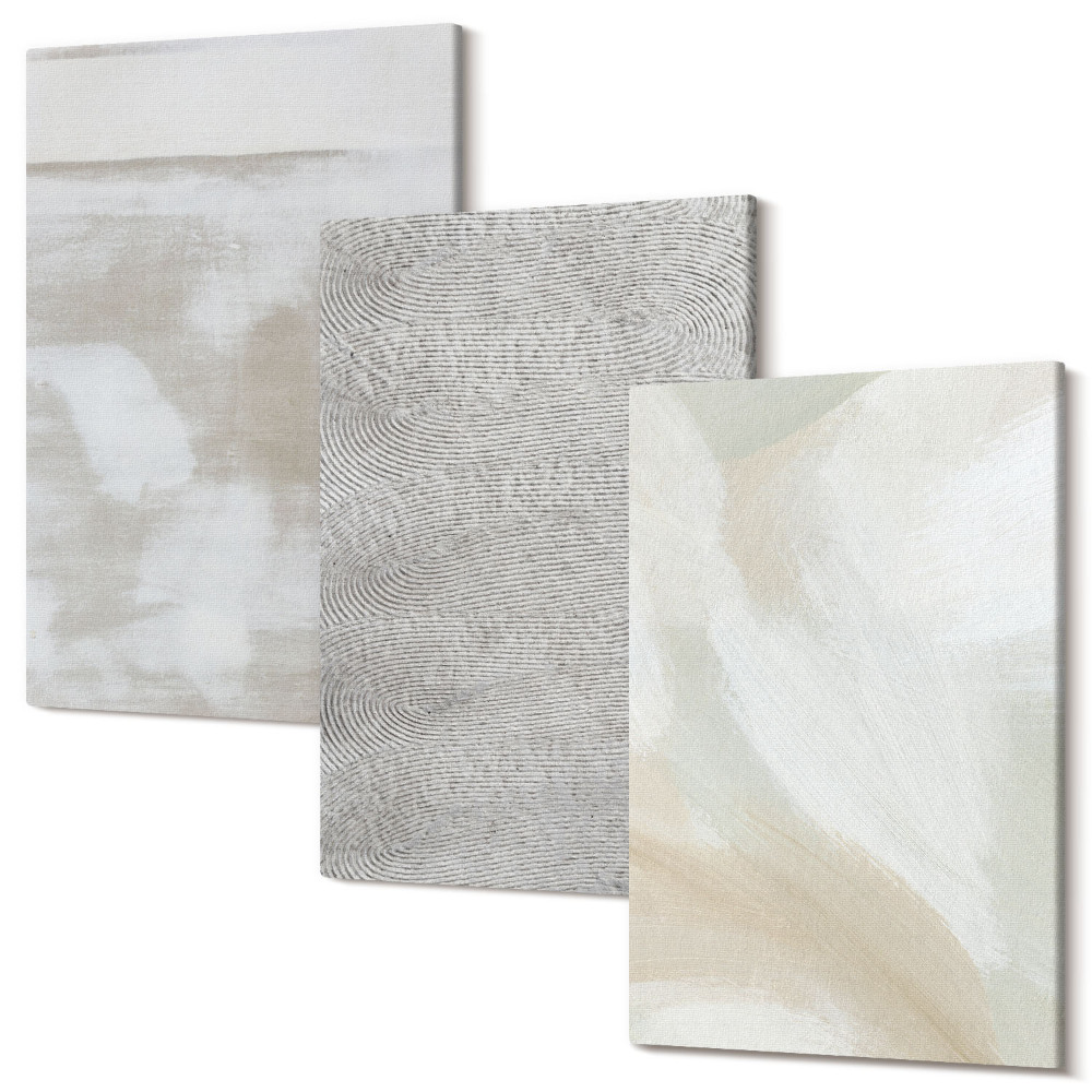 Zestaw obrazów na płótnie tryptyk Abstrakcja w designie nowoczesne tekstury malarskie