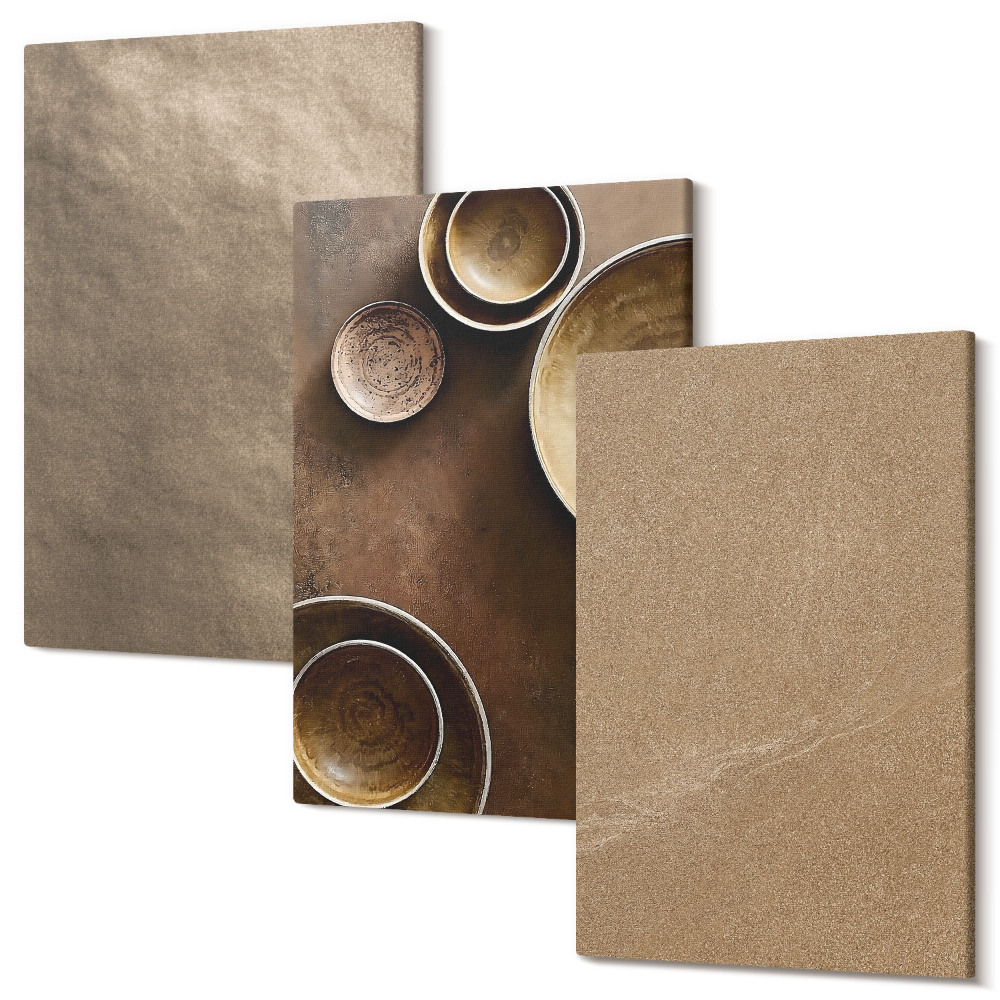 Zestaw obrazów 3 części tryptyk Kamienne struktury nowoczesny styl minimalistyczny