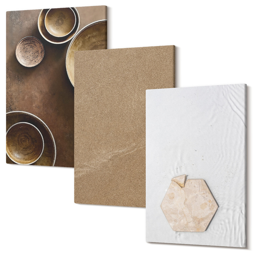 Zestaw obrazów na płótnie tryptyk Minimalistyczne tekstury w ciepłych kolorach