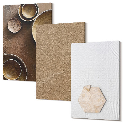 Zestaw obrazów na płótnie tryptyk Minimalistyczne tekstury w ciepłych kolorach