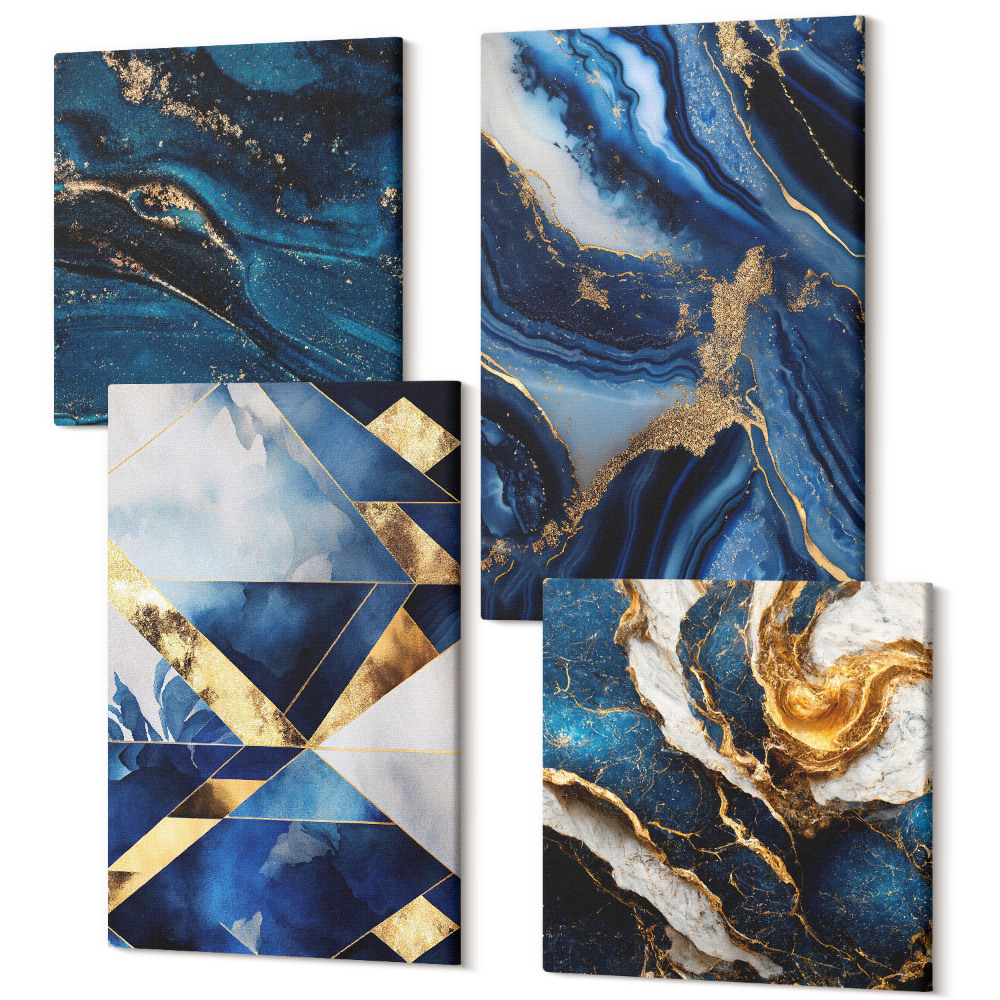 Zestaw obrazów na płótnie kwadryptyk Abstrakcyjne eleganckie wzory z akcentami