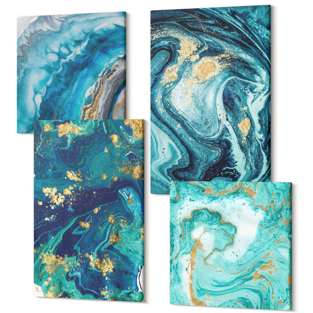 Zestaw obrazów kwadryptyk na ścianę Dekoracyjne abstrakcje rozlanych farb