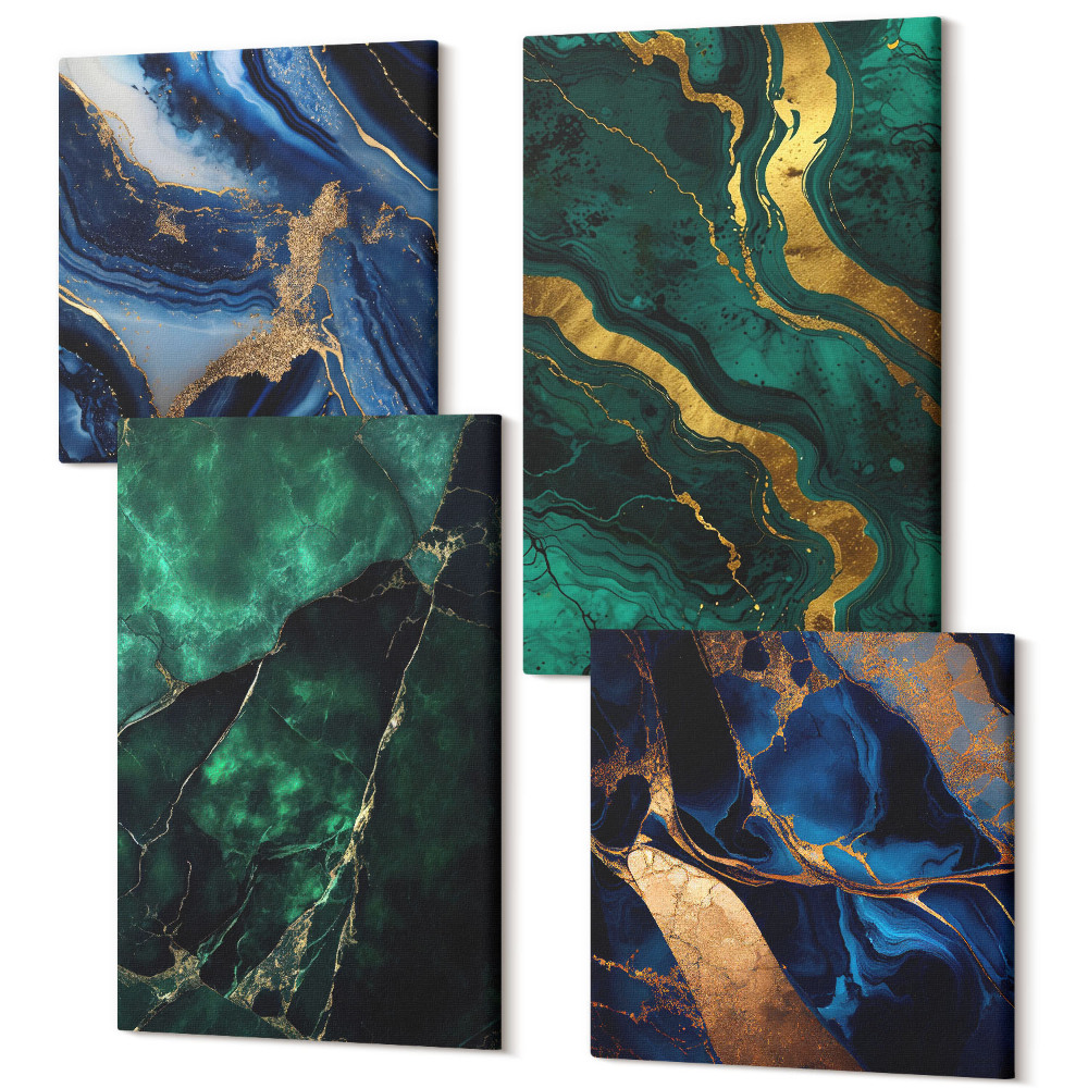 Zestaw obrazów na płótnie kwadryptyk Eleganckie abstrakcyjne wzory kamieni