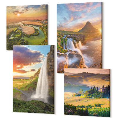 Zestaw obrazów na płótnie kwadryptyk Piękne włoskie widoki natury o zachodzie słońca