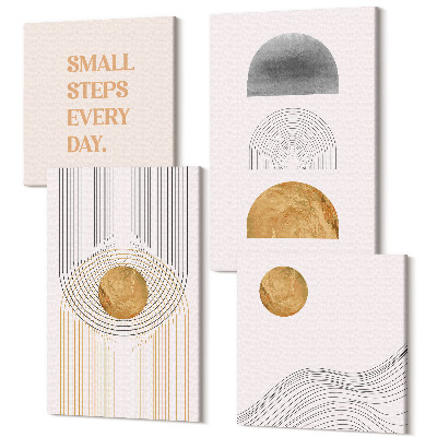 Zestaw obrazów 4 części kwadryptyk Abstrakcyjna geometria dekoracyjne kształty napis