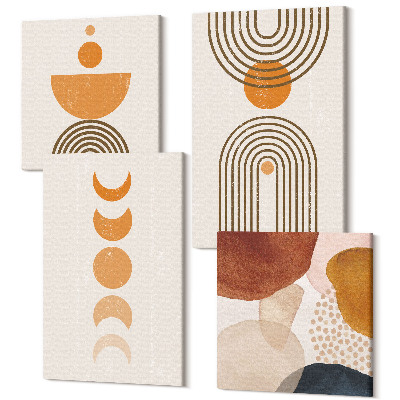 Zestaw obrazów 4 części kwadryptyk Boho minimalistyczne wzornictwo dekoracyjne