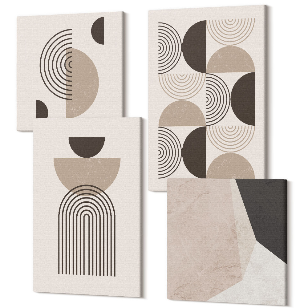 Zestaw obrazów 4 części kwadryptyk Abstrakcyjne wzory geometryczne minimalizm