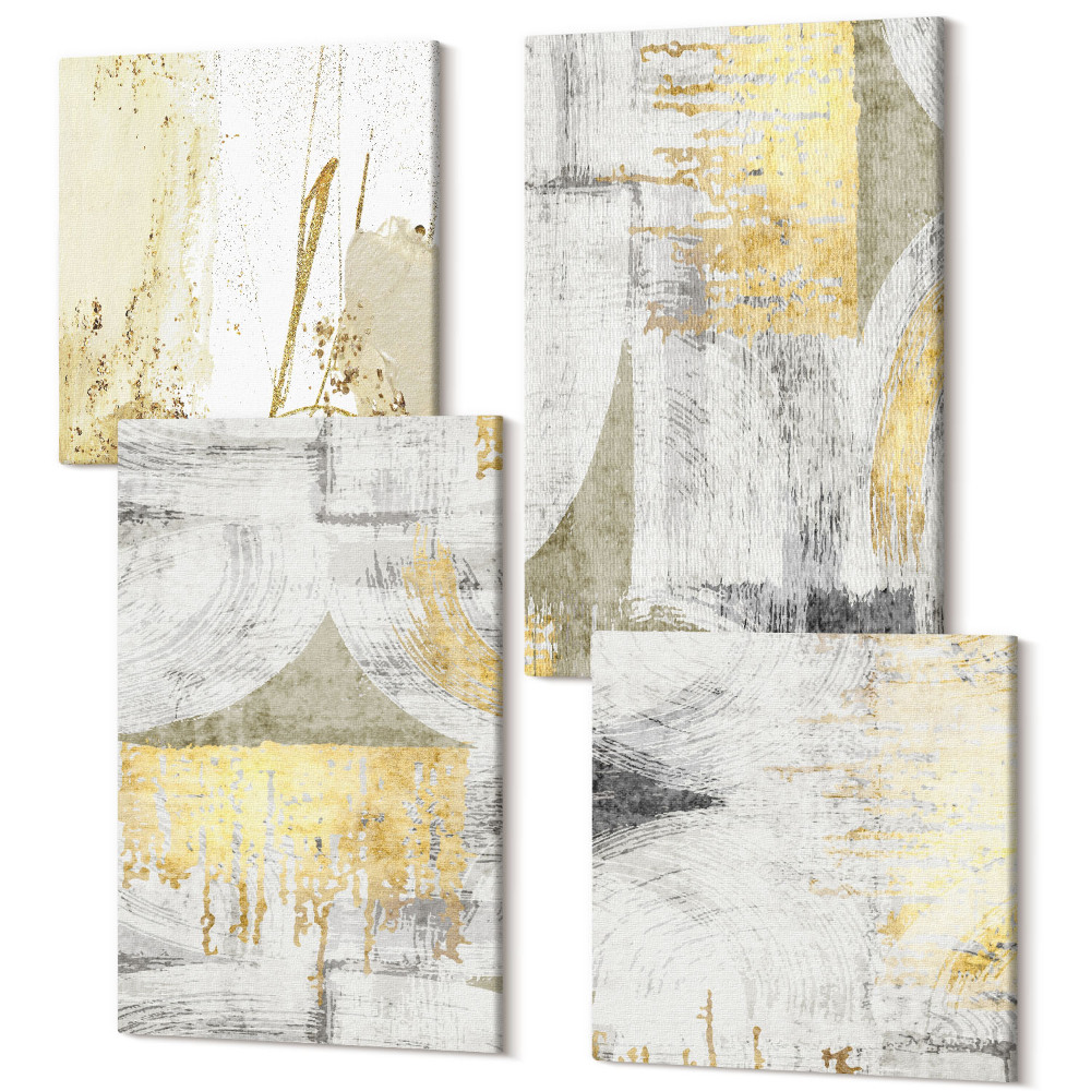 Zestaw obrazów 4 części kwadryptyk Abstrakcyjne minimalistyczne modne wzory malarskie