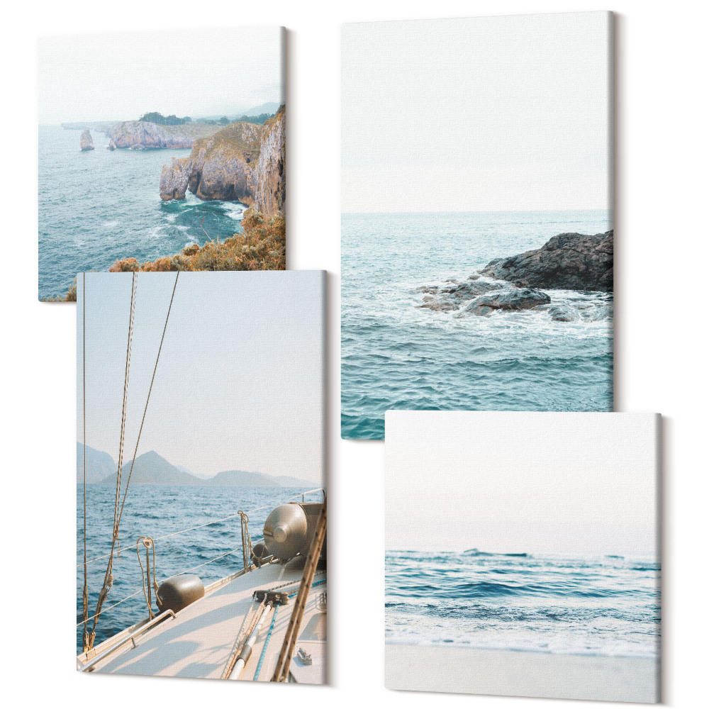 Zestaw obrazów 4 części kwadryptyk Nadmorskie widoki na morze delikatne pejzaże