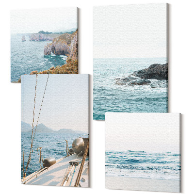 Zestaw obrazów 4 części kwadryptyk Nadmorskie widoki na morze delikatne pejzaże