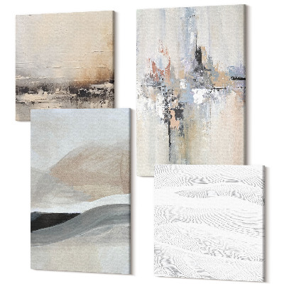 Zestaw obrazów na płótnie kwadryptyk Abstrakcyjne wzory w neutralnych odcieniach ziemi