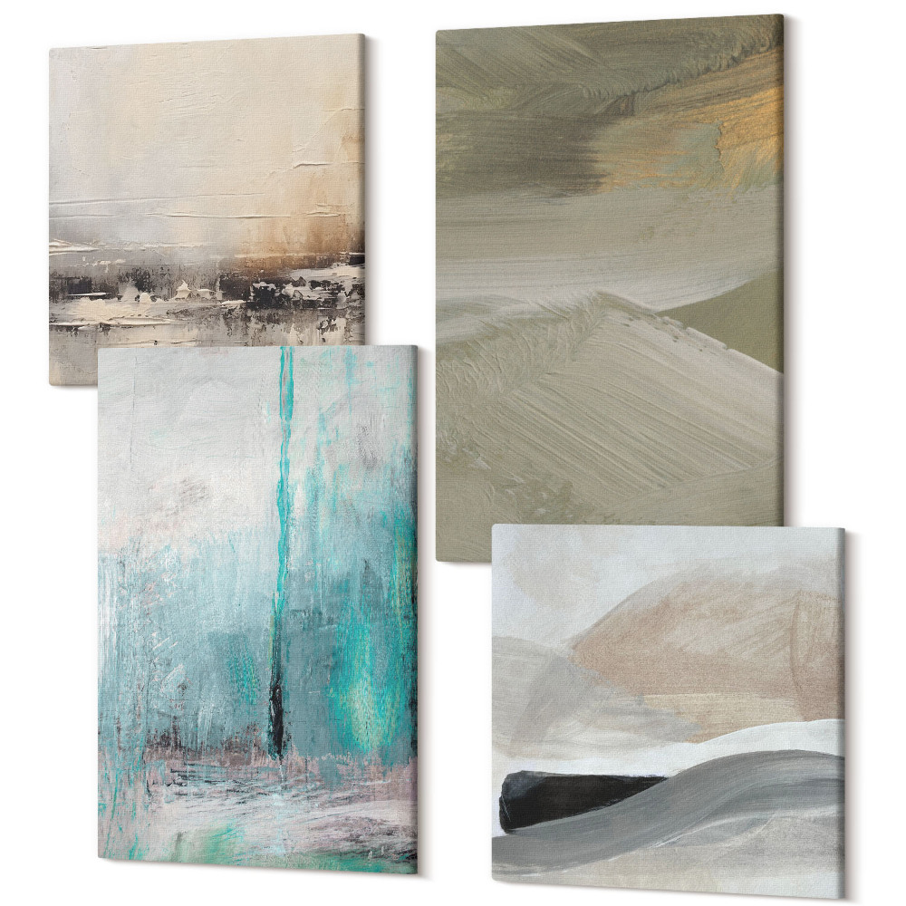 Zestaw obrazów 4 części kwadryptyk Malowana abstrakcja minimalistyczne dekoracje