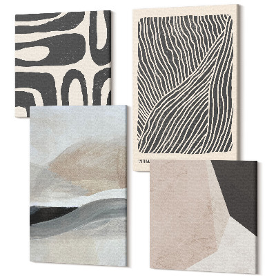 Zestaw obrazów 4 części kwadryptyk Abstrakcyjne wzory kształty dekoracyjne boho