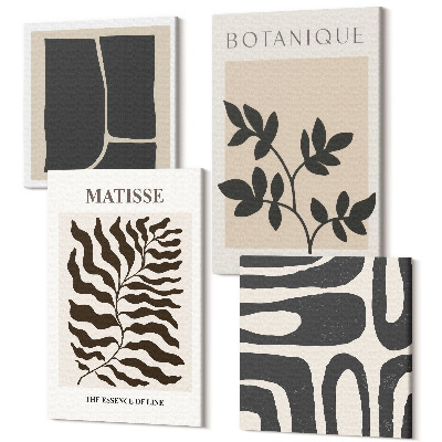 Zestaw obrazów kwadryptyk na ścianę Minimalistyczne postery wzory roślinne abstrakcje