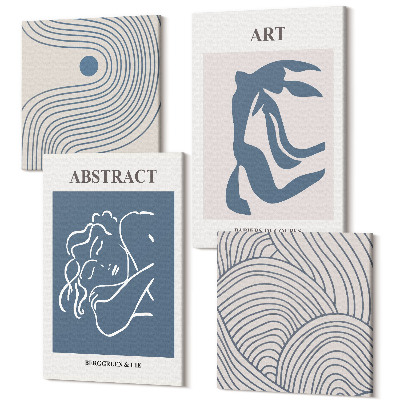 Zestaw obrazów na płótnie kwadryptyk Abstrakcyjne linie dekoracyjne kształty fal poster