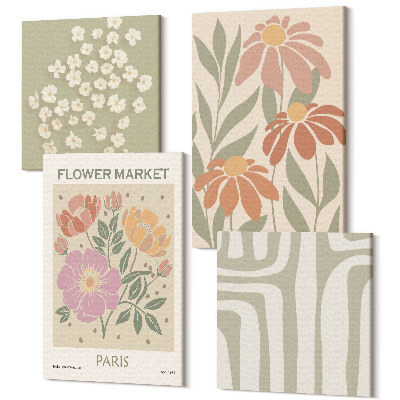 Zestaw obrazów kwadryptyk na ścianę Motywy botaniczne poster Paris minimalizm